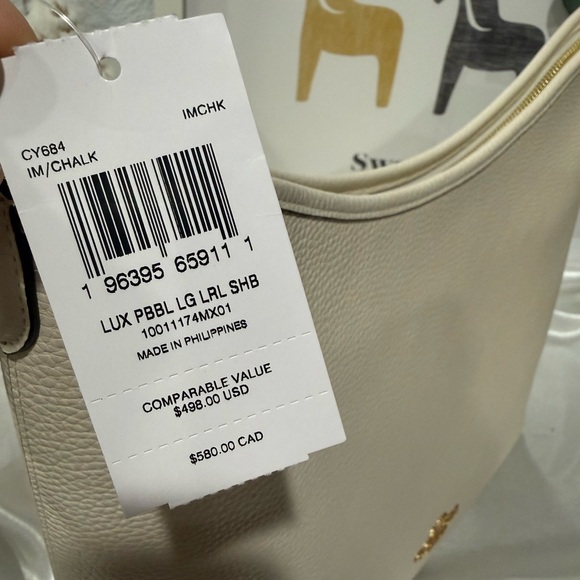 Brand new with tags Coach Laurel large shoulder bag, gold/white - Picture 10 of 10